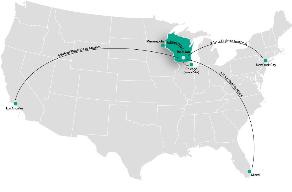US Map - Travel to Madison